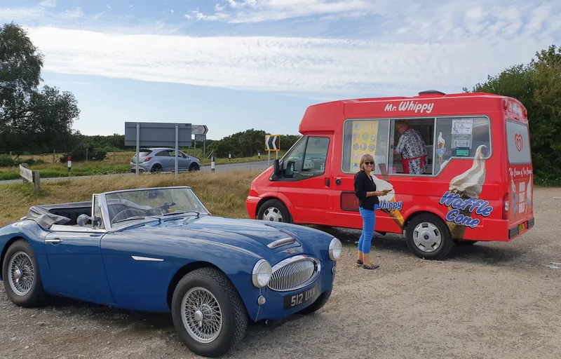 Nick and Judith's 1963 3000 Mk11 BJ7 with support vehicle, Ashdown Forest