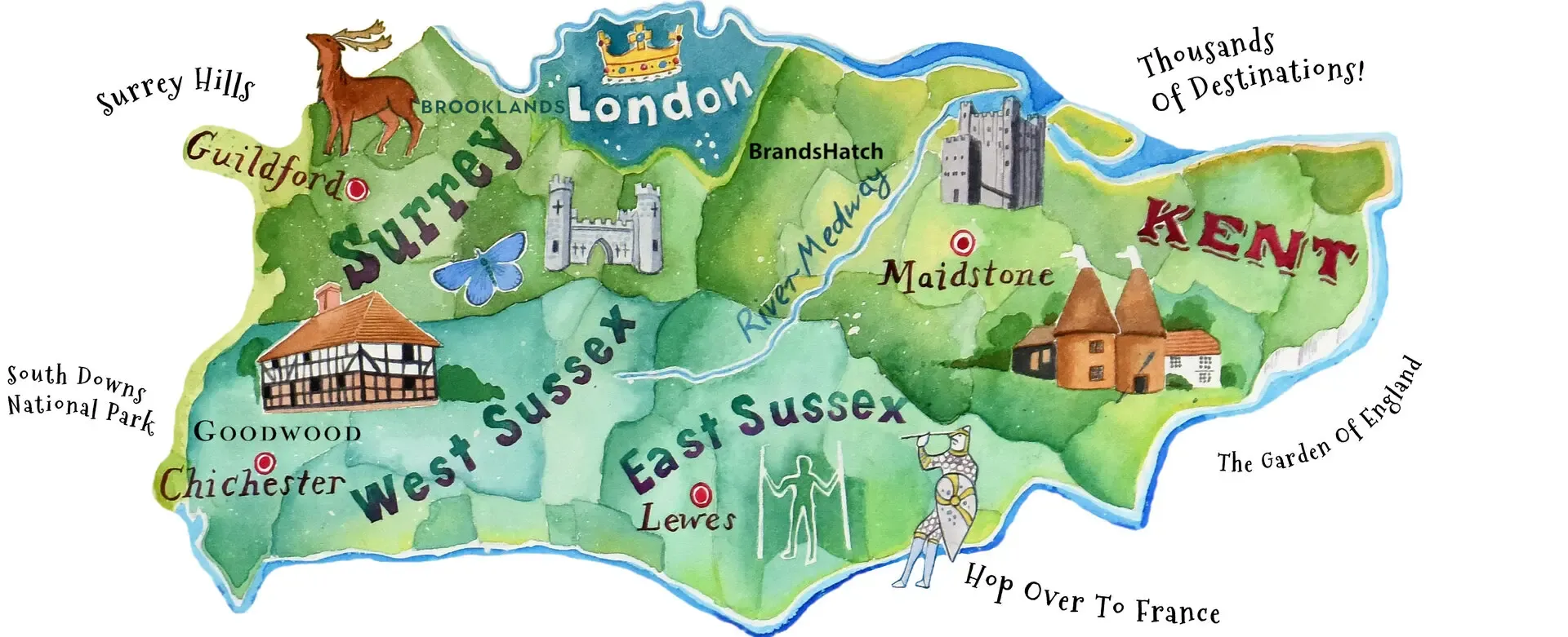Southern Counties Map by Jane Tomlinson