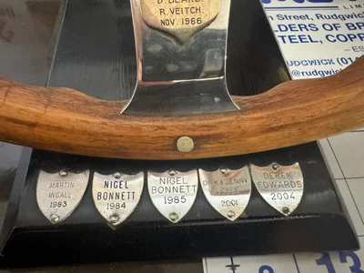 Front of Base: 1983 Martin Ingoll - 1984 Nigel Bonnett - 1985 Nigel Bonnett - 2001 Dick & Jenny Noble - 2004 Derek Edwards