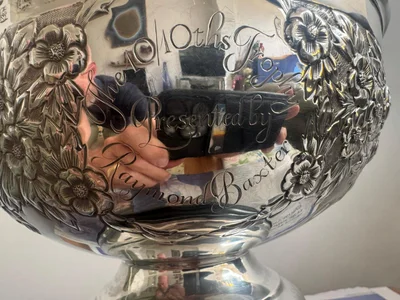 Raymond Baxter Trophy, Face: engraved detail: The 10/10ths Trophy Presented by Raymond Baxter